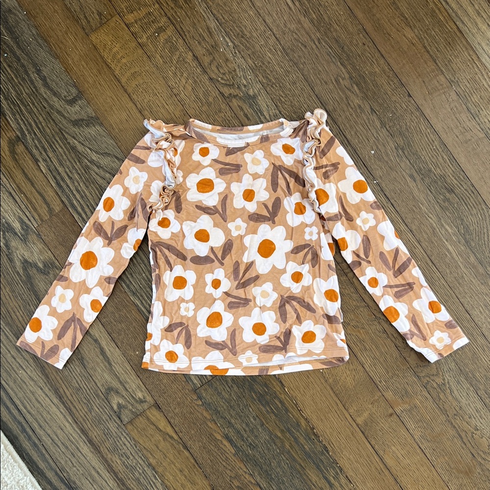 Little Sleepies Brown and Orange Floral Long Sleeve Tee